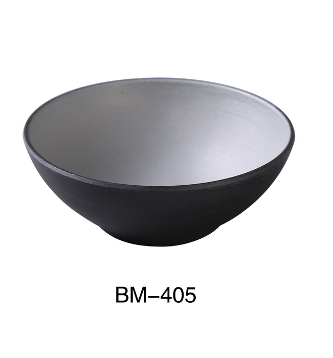 Yanco BM-407 Birmingham 7 1/4" X 2 3/4" CEREAL / SALAD BOWL 24 OZ, Shape: Round, Color: Gray and Black, Material: Melamine, Pack of 24