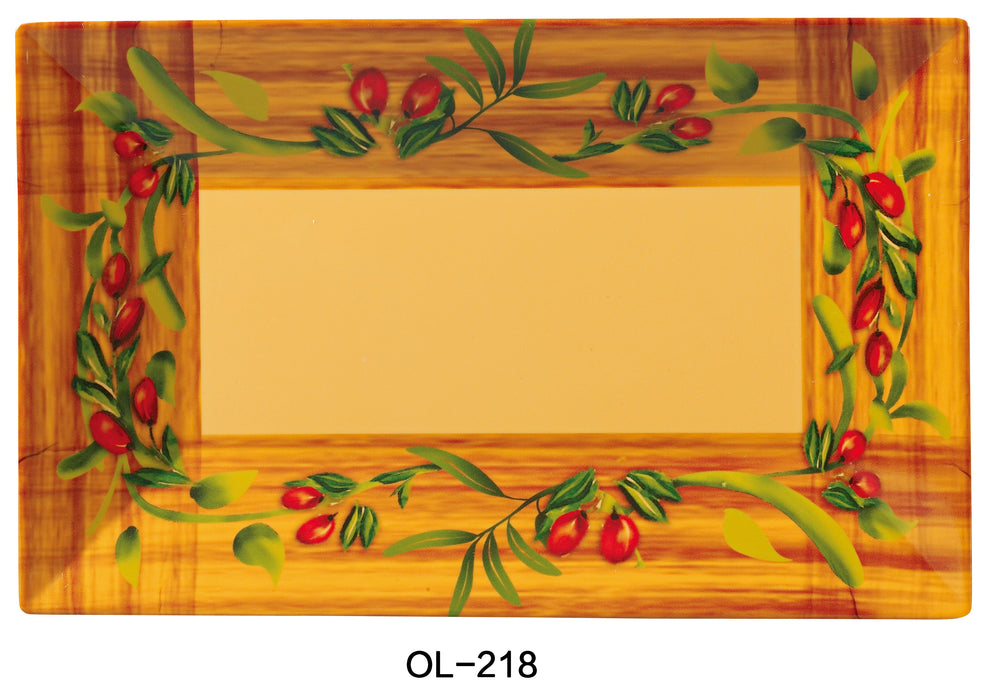 Yanco Olive OL-218 Rectangular Plate, Melamine, Pack of 12 (1 Dz)