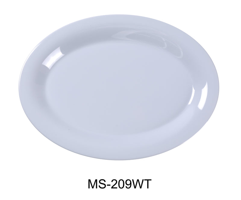 Yanco MS-209WT Mile Stone Oval Platter, Shape: Oval, Color: White, Material: Melamine, Pack of 24