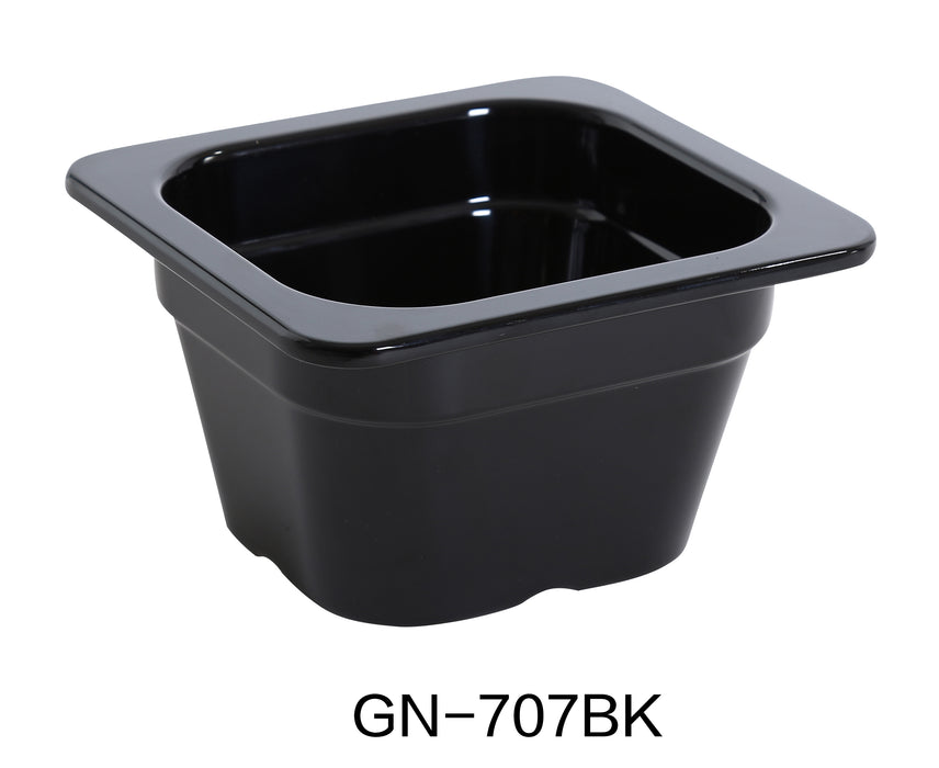 Yanco GN-707BK GN PAN 7" x 6.375" x 4" PAN, Shape: Rectangular, Color: Black, Material: Melamine, Pack of 6