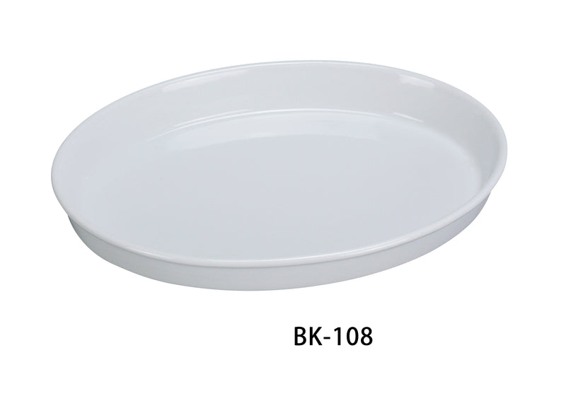 Yanco BK-108 Accessories 8" X 11" X 2" OVAL DEEP PLATE, Shape: Oval, Color: White, Material: China, Pack of 24