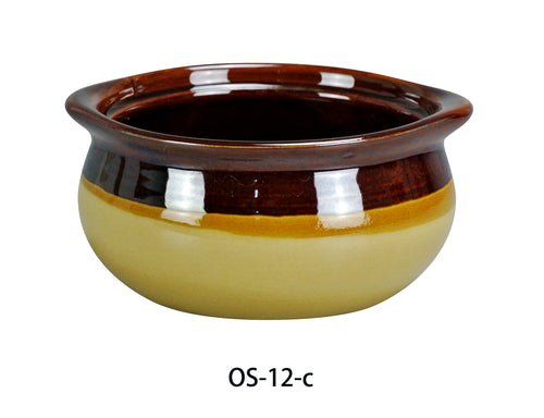 Yanco OS-12-C Onion Soup Crock, Shape: Round, Color: Brown and Yellow, Material: China, Pack of 24
