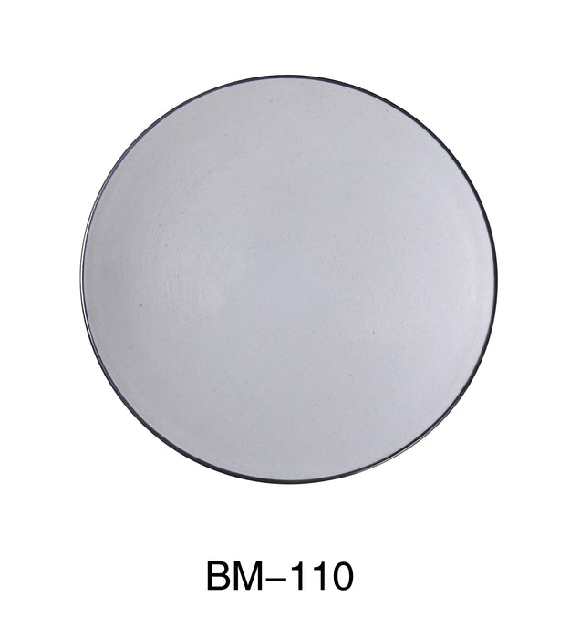 Yanco BM-110 Birmingham 10 1/4" ROUND PLATE, Shape: Round, Color: Gray and Black, Material: Melamine, Pack of 24