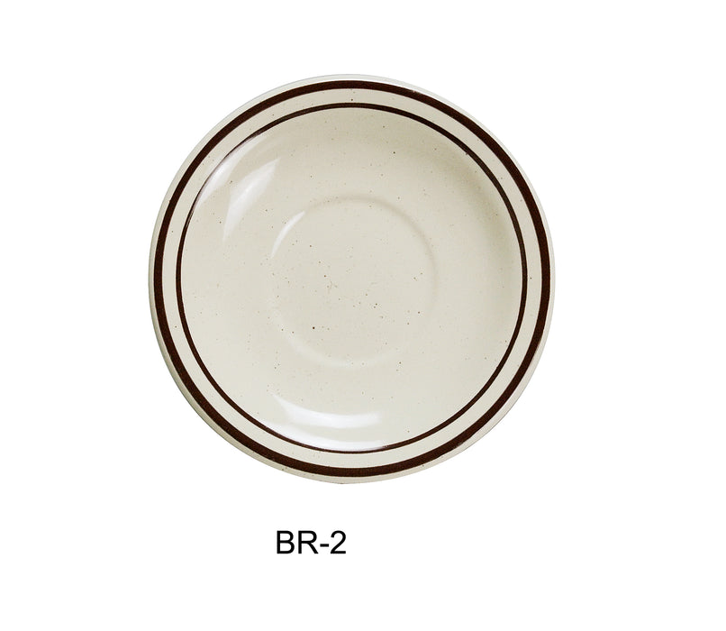 Yanco BR-2 Brown Speckled Royal Saucer, Shape: Round, Color: White and Brown, Material: China, Pack of 36