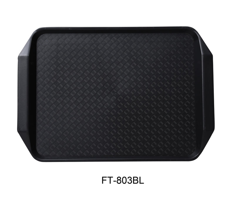 Yanco FT-803BL Serving Trays 17" X 12" FAST FOOD TRAY WITH  HANDLE BLACK, Shape: Rectangular, Color: Black, Material: Plastic, Pack of 24