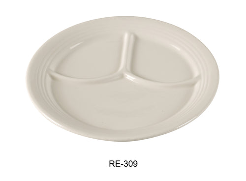 Yanco RE-309 Recovery Compartment Plate, Shape: Round, Color: White, Material: China, Pack of 24
