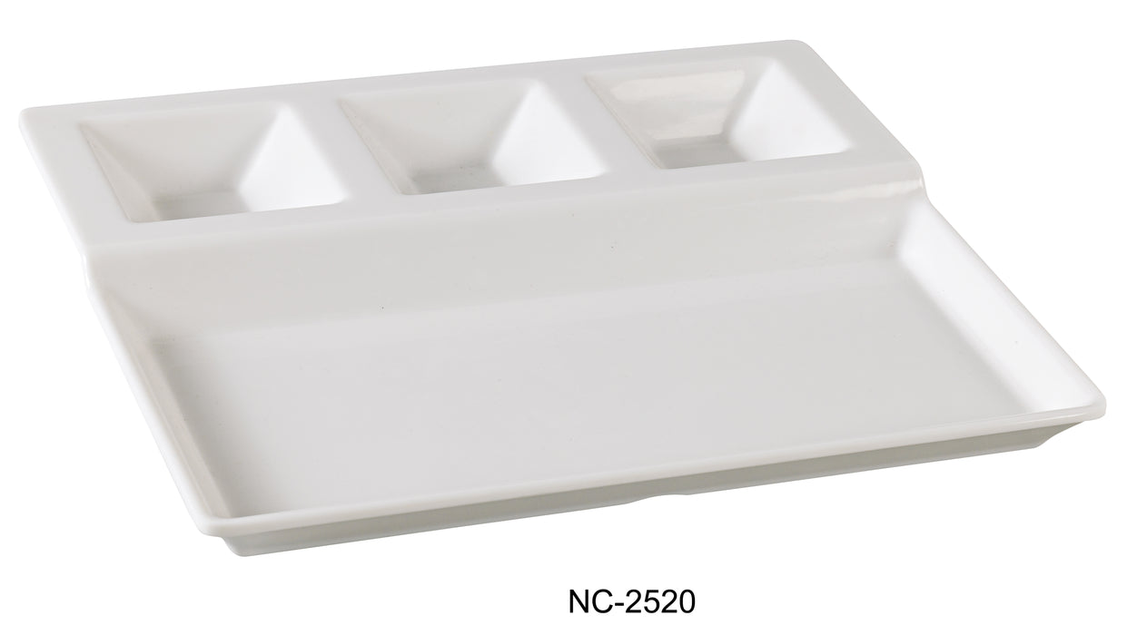Yanco NC-2520 Compartment Collection 4-Divided Compartment, Shape: Rectangular, Color: White, Material: Melamine, Pack of 12