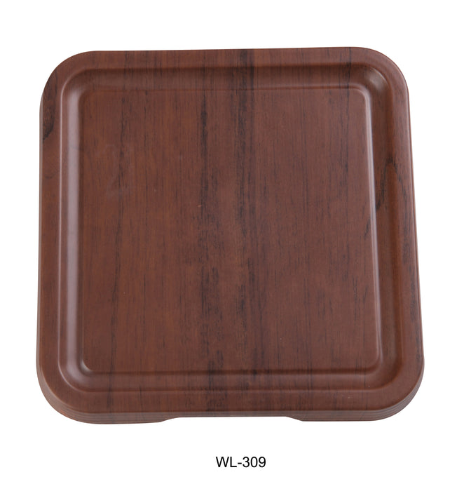 Yanco WL-309 Woodland 8 1/2" X 1" Square Tray With Foot, Melamine, Pack of 24 (2 Dz)