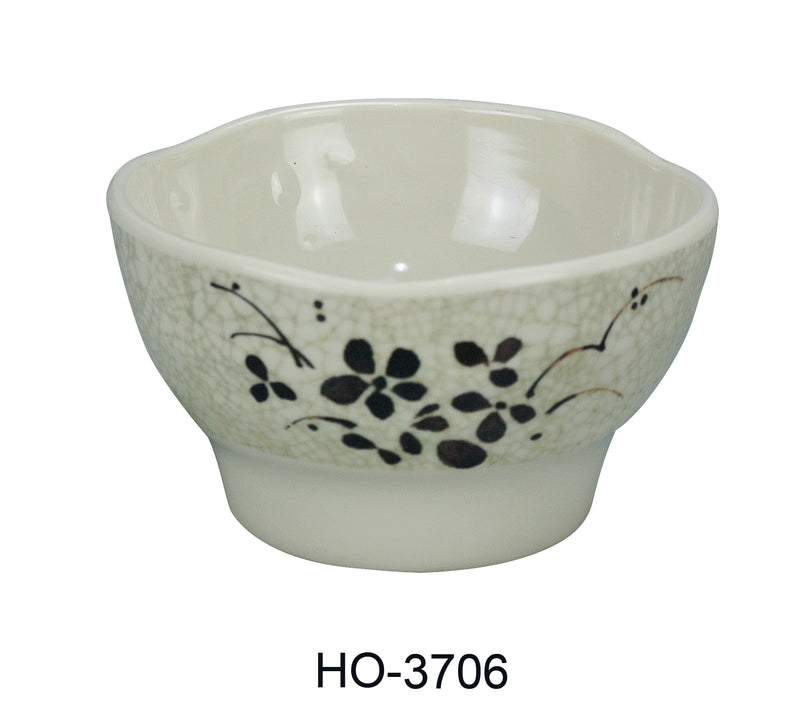 Yanco HO-3706 Honda Rice Bowl, Shape: Round, Color: Three-Tone Green, Brown, Beige, Material: Melamine, Pack of 60
