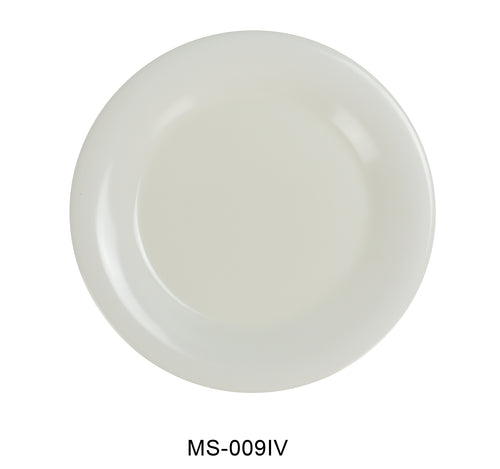 Yanco MS-009IV Mile Stone Wide Rim Round Plate, Shape: Round, Color: White, Material: Melamine, Pack of 24