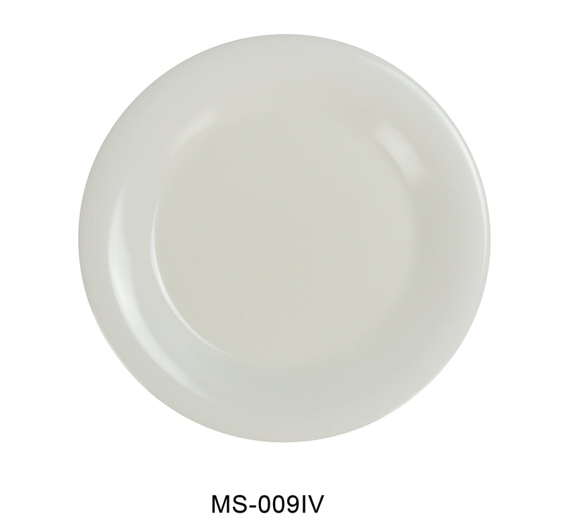 Yanco MS-009IV Mile Stone Wide Rim Round Plate, Shape: Round, Color: White, Material: Melamine, Pack of 24