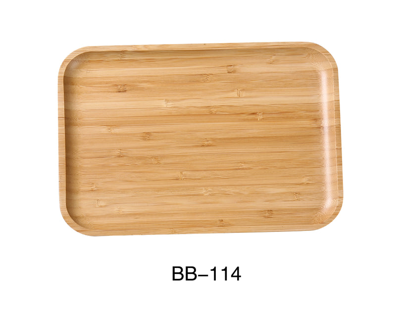 Yanco BB-114  14" X 10" X 7/8" RECTANGULAR TRAY, Shape: Rectangular, Color: Tan, Material: Bamboo, Pack of 12