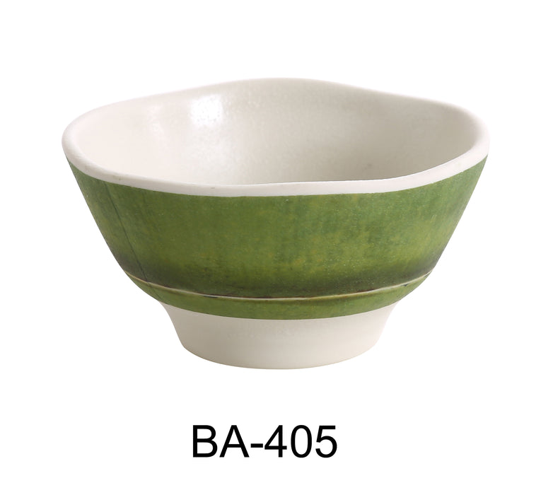 Yanco BA-405 Bamboo Style 4.5" Miso Soup Bowl, Shape: Round, Color: Green, Material: Melamine, Pack of 48