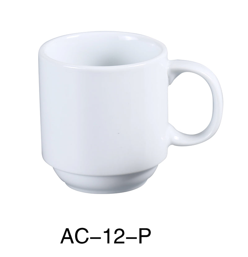 Yanco AC-12-P ABCO Prime Stackable Coffee/Tea Mug, , Color: White, Material: China, Pack of 36