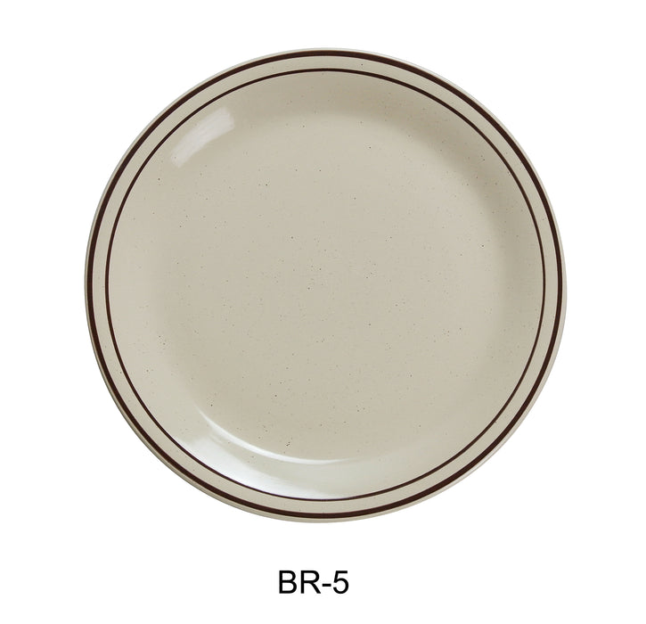 Yanco BR-5 Brown Speckled Plate, Shape: Round, Color: White and Brown, Material: China, Pack of 36