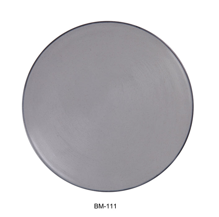 Yanco BM-111 Birmingham 11-1/2" X 1-1/4" ROUND PLATE, Shape: Round, Color: Gray and Black, Material: Melamine, Pack of 12