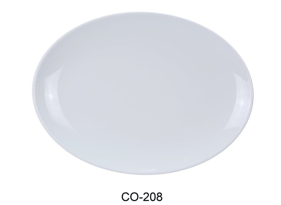 Yanco CO-208 Coupe Pattern Oval Platter, Shape: Oval, Color: White, Material: Melamine, Pack of 48