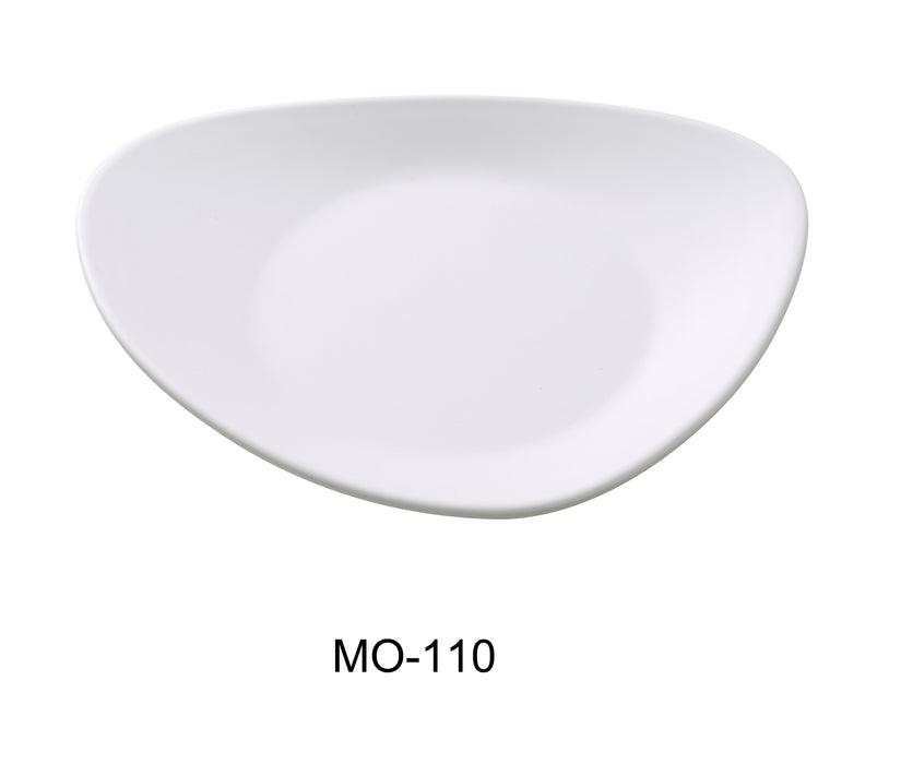 Yanco MO-110 Moderne 10.5" Triangle Plate, Shape: Triangular, Color: White, Material: Melamine, Pack of 24