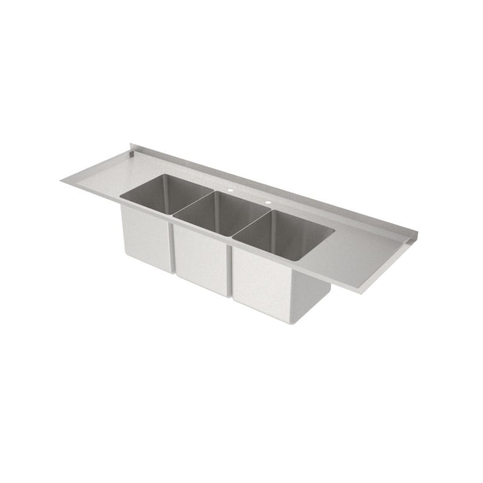 GSW Marine Edge Drop-In Deck Mount Three Compartment Sink