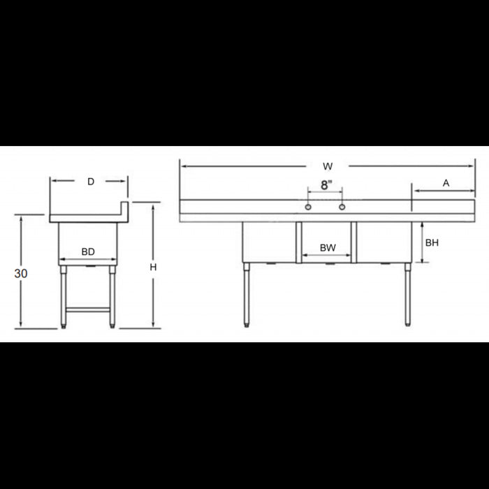 GSW Marine Edge Three Compartment Mini Sink