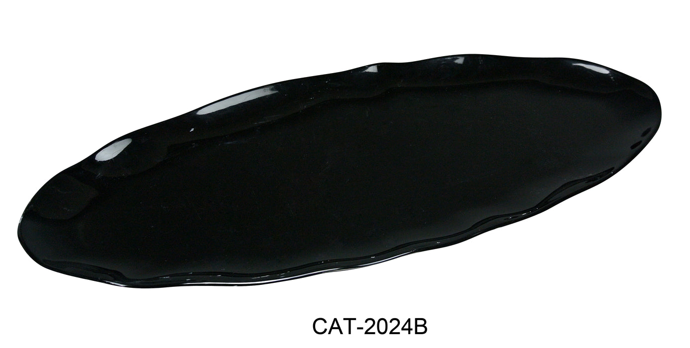 Yanco CAT-2024B Catering-1 Oval Platter, Shape: Oval, Color: Black, Material: Melamine, Pack of 6