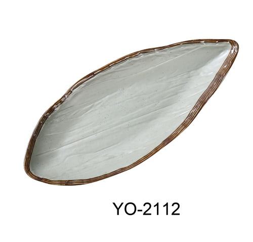 Yanco YO-2112 Yoto 12" X 5 1/8" X 1 1/2" Oval Display Plate with Foot, Melamine, Pack of 12 (1 Dz)