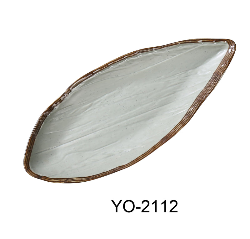 Yanco YO-2112 Yoto 12" X 5 1/8" X 1 1/2" Oval Display Plate with Foot, Melamine, Pack of 12 (1 Dz)