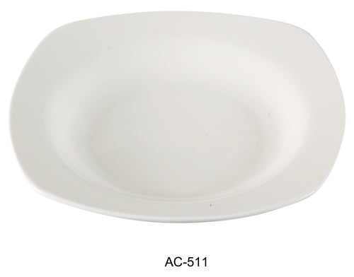 Yanco AC-511 ABCO 11.5" Square Pasta Bowl, Shape: Square, Color: White, Material: China, Pack of 12