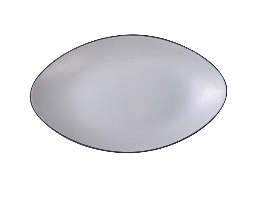 Yanco BM-213 Birmingham 13 1/2" X 8 1/2" X 1 3/4" DEEP OVAL PLATE, Shape: Oval, Color: Gray and Black, Material: Melamine, Pack of 12
