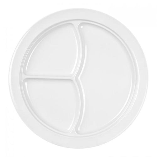 Thunder Group Melamine Western 10 1/4", 3 COMPARTMENT PLATE, WHITE,1 doz