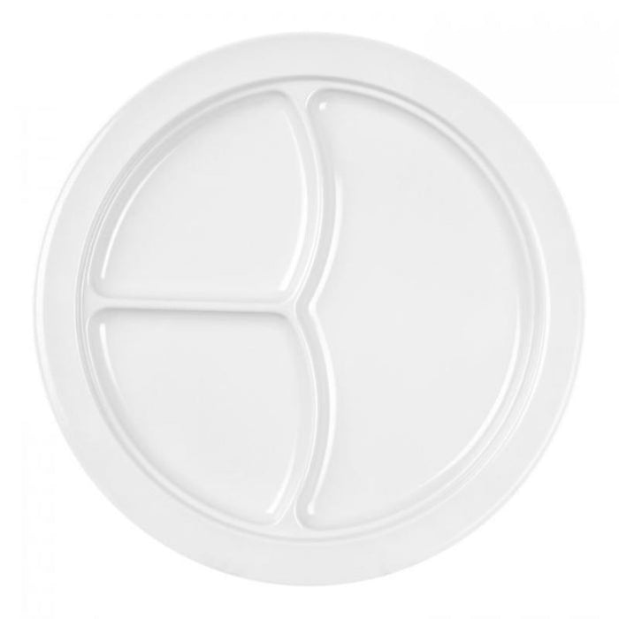 Thunder Group Melamine Western 10 1/4", 3 COMPARTMENT PLATE, WHITE,1 doz