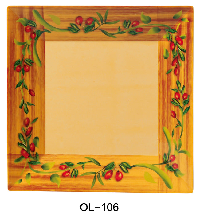 Yanco Olive OL-106 6" Square Plate, Melamine, Pack of 48 (4 Dz)