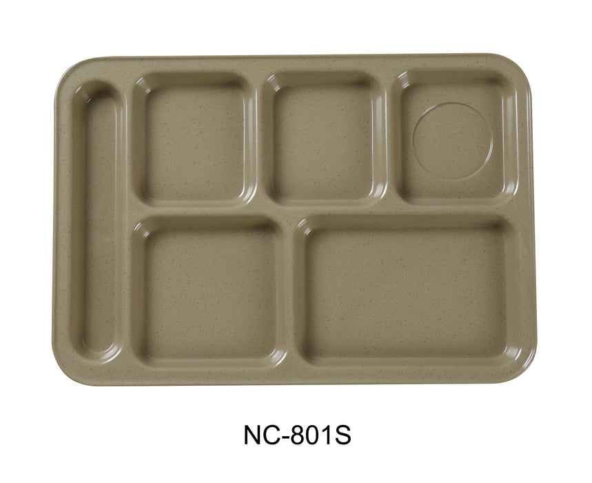 Yanco NC-801S Compartment Collection 6-Compartment Plate, Melamine, Pack of 12 (1 Dz)