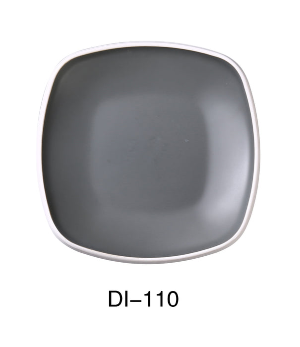 Yanco DI-110 Discover 10" X 1 1/4"H SQUARE PLATE, Shape: Square, Color: White and Gray, Material: Melamine, Pack of 24