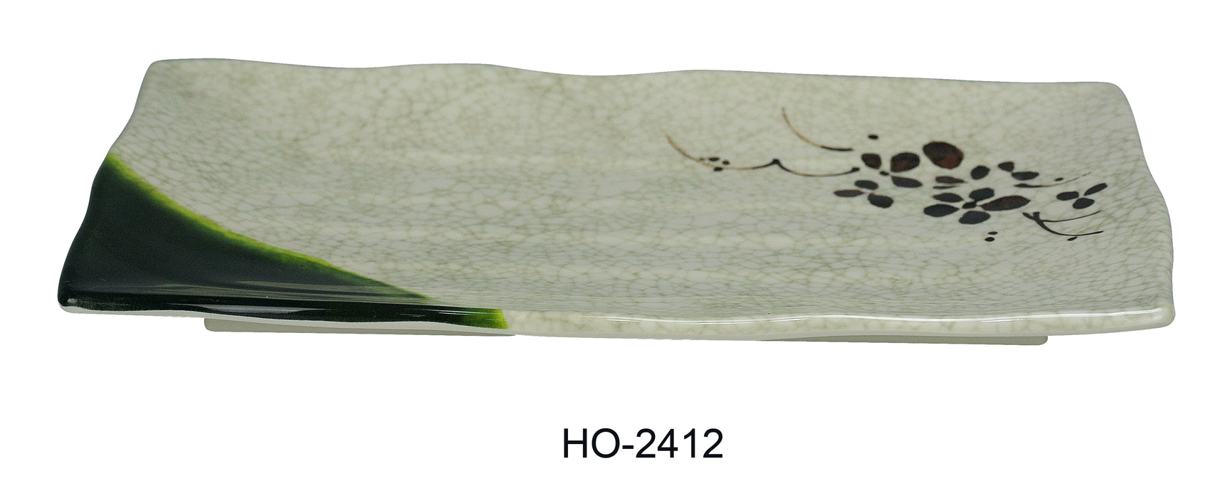 Yanco HO-2412 Honda Ripple Plate, Shape: Rectangular, Color: Three-Tone Green, Brown, Beige, Material: Melamine, Pack of 36