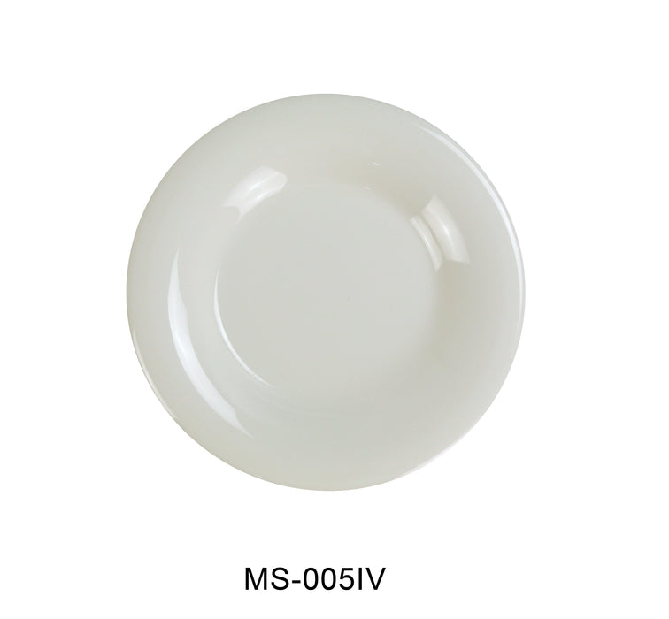 Yanco MS-005IV Mile Stone Wide Rim Round Plate, Shape: Round, Color: Ivory, Material: Melamine, Pack of 48