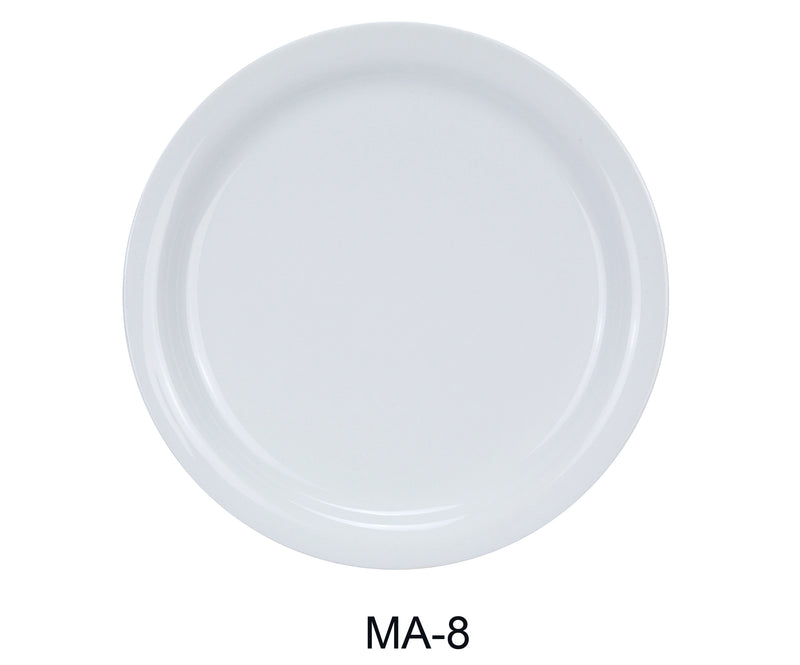 Yanco MA-8 Mayor 9" Narrow Rim Dinner Plate, Shape: Round, Color: White, Material: China, Pack of 24