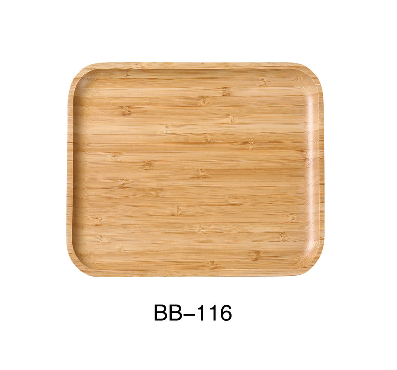 Yanco BB-116  16" X 12" X 7/8" RECTANGULAR TRAY, Shape: Rectangular, Color: Tan, Material: Bamboo, Pack of 12