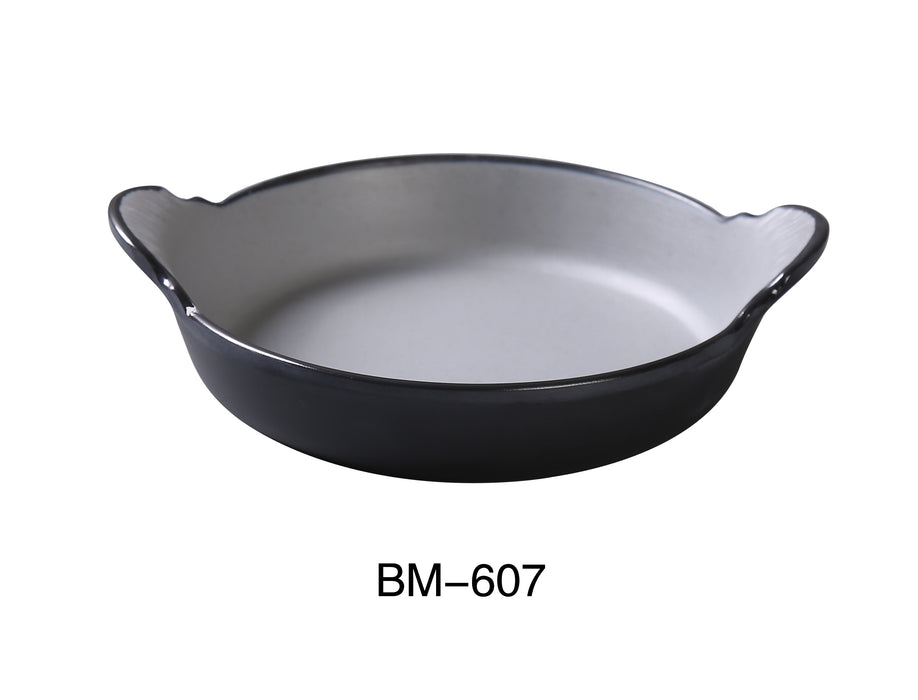 Yanco BM-607 Birmingham 7" X 1 1/2" DEEP DISH WITH HANDLE 16 OZ, , Color: Gray and Black, Material: Melamine, Pack of 24