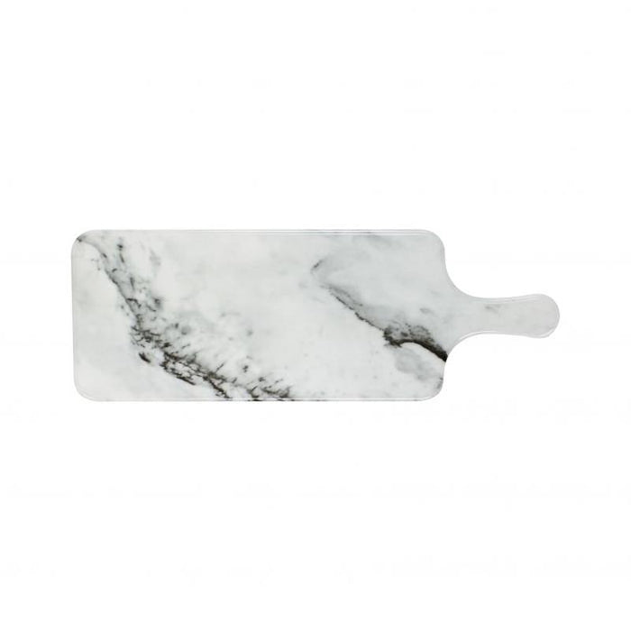 Thunder Group Melamine Western 12 1/2" X 5 1/2" SERVING BOARD W/HANDLE, FAUX MARBLE, WHITE SHADOW, Pack of 6