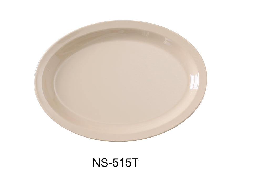 Yanco NS-515T Nessico Oval Platter with Narrow Rim, Shape: Oval, Color: Tan, Material: Melamine, Pack of 12