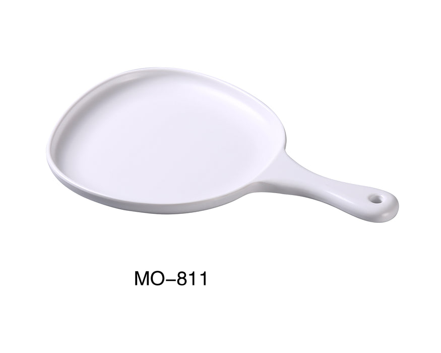 Yanco MO-811 Moderne 14" X 10" X 1 1/4" PAN PLATE WITH HANDLE, , Color: White, Material: Melamine, Pack of 12