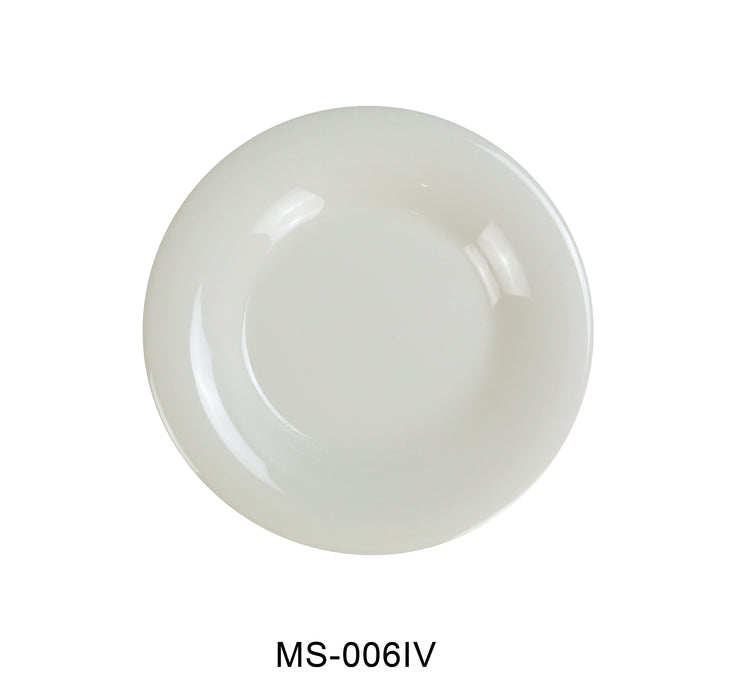 Yanco MS-006IV Mile Stone Wide Rim Round Plate, Shape: Round, Color: Ivory, Material: Melamine, Pack of 48