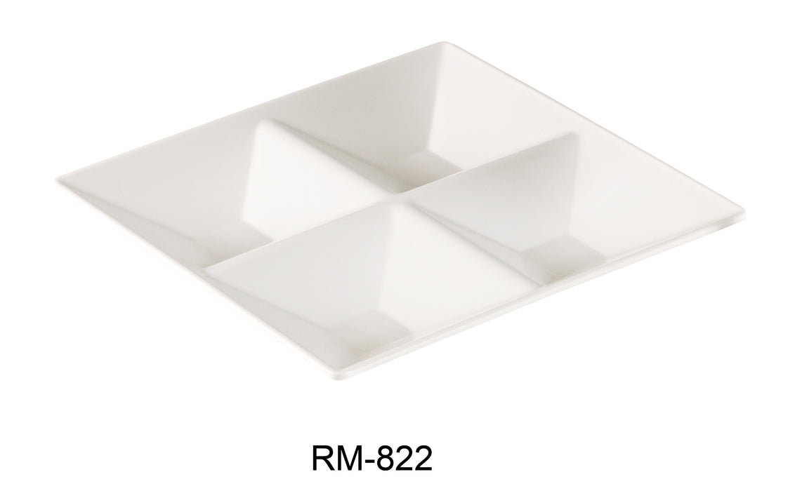 Yanco RM-822 Rome 4-Compartment Plate, Melamine, Pack of 12 (1 Dz)