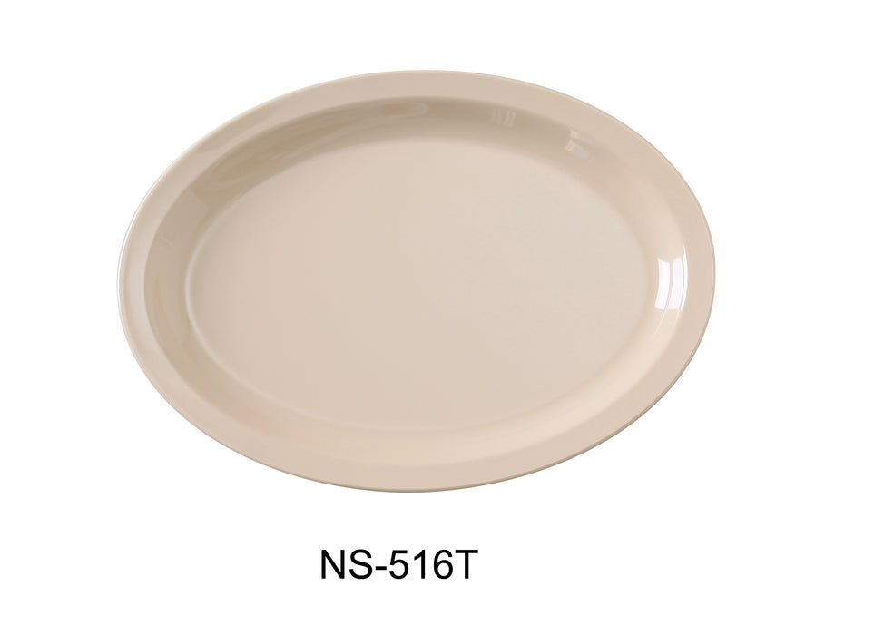 Yanco NS-516T Nessico Oval Platter with Narrow Rim, Shape: Oval, Color: Tan, Material: Melamine, Pack of 12