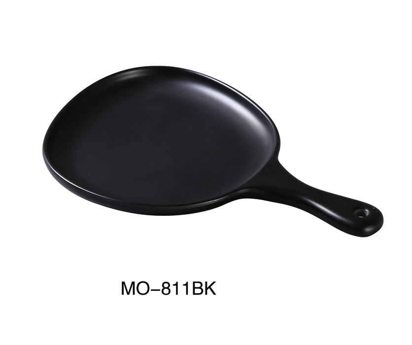 Yanco MO-811BK Moderne 14" X 10" X 1 1/4" PAN PLATE WITH HANDLE BLACK, , Color: Black, Material: Melamine, Pack of 12
