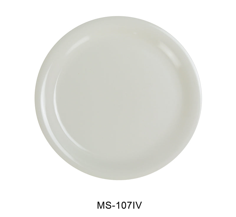 Yanco MS-107IV Mile Stone Narrow Rim Round Plate, Shape: Round, Color: Ivory, Material: Melamine, Pack of 48