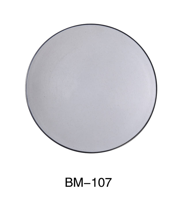 Yanco BM-107 Birmingham 7 1/2" ROUND PLATE, Shape: Round, Color: Gray and Black, Material: Melamine, Pack of 48