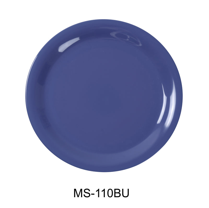 Yanco MS-110BU Mile Stone Narrow Rim Round Plate, Shape: Round, Color: Blue, Material: Melamine, Pack of 24
