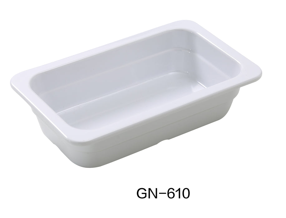 Yanco GN-610 GN PAN 10.375" X 6.375" X 2.5" PAN, Shape: Rectangular, Color: White, Material: Melamine, Pack of 6